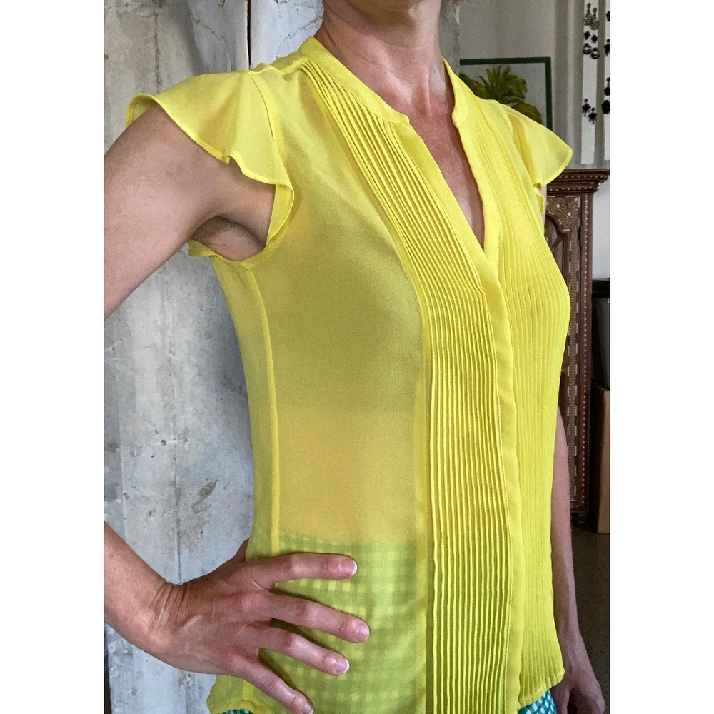 Bright Yellow XS Pintucked Georgette Blouse H&M